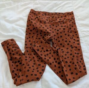 Women's PACT Pocket Leggings, amber and black polkadot, M, EUC